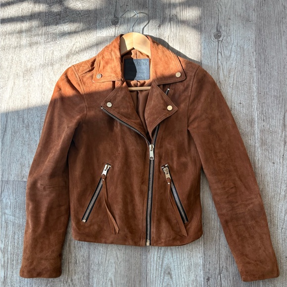 AllSaints Suede Biker Jacket - US Size 2 - Picture 3 of 7